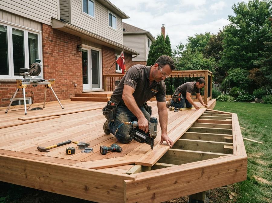 Cedar Deck Installation in Markham, Ontario