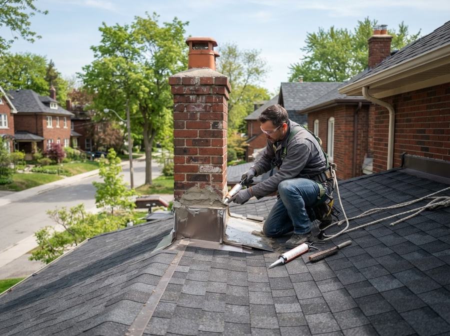 Chimney-to-Roof Tie-In Repair in Ontario