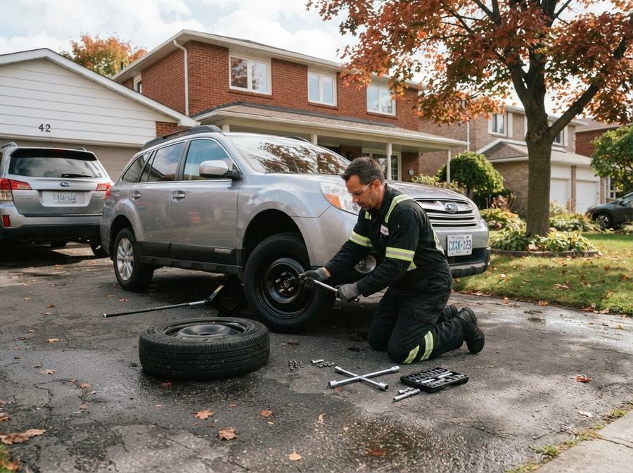 Flat Tire Change in Markham, Ontario