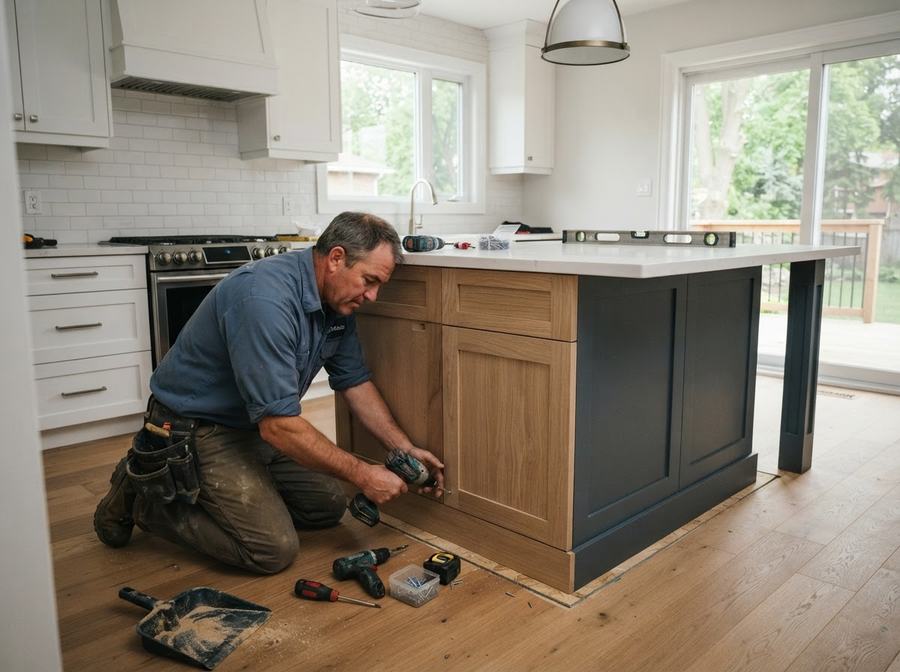 Kitchen Island Installation in Markham, Ontario