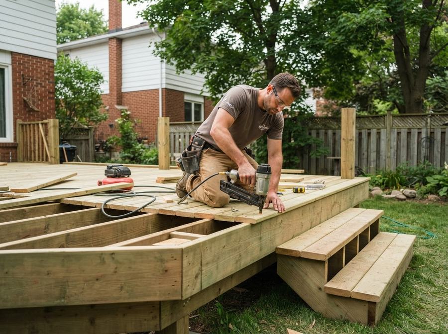 Pressure-Treated Deck Installation in Markham, Ontario