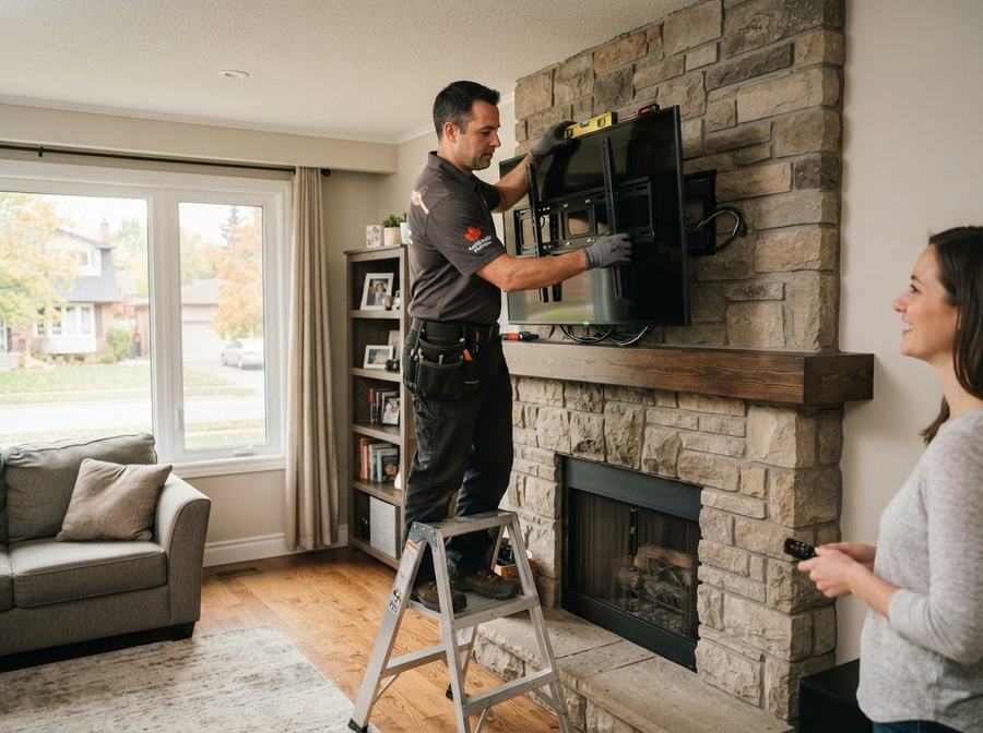 TV Mounting Over Fireplace in Ontario